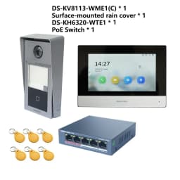 HIKVISION Multi-language 802.3af POE Video intercom KIT,include DS-KV8113-WME1(C) & DS-KH6320-WTE1 & PoE Switch