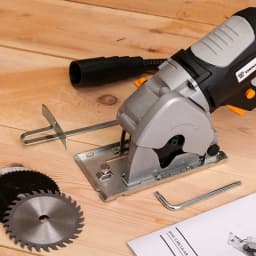 DEKO Mini Circular Saw Handle Power Tools, 4 Blades, BMC BOX Electric Saw with Personal Safety and Electrical Safety System