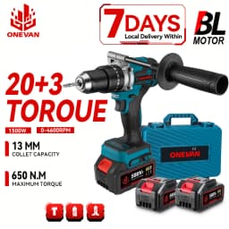 ONEVAN 1500W Brushless Electric Impact Drill 650NM Cordless Screwdriver Plates Soil Wood Working Tool For Makita Battery Pin