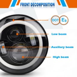 CO LIGHT 7inch LED Headlight 80W DRL Halo Angle Eyes Led Headlamp 12V 24V DOT E9 High Low Turn Signal for Lada Niva Offroad 4x4
