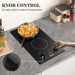 Karinear Built-in Induction Cooktop with 2 Burners, 30 cm, Induction Hob with Plug and Knob Control