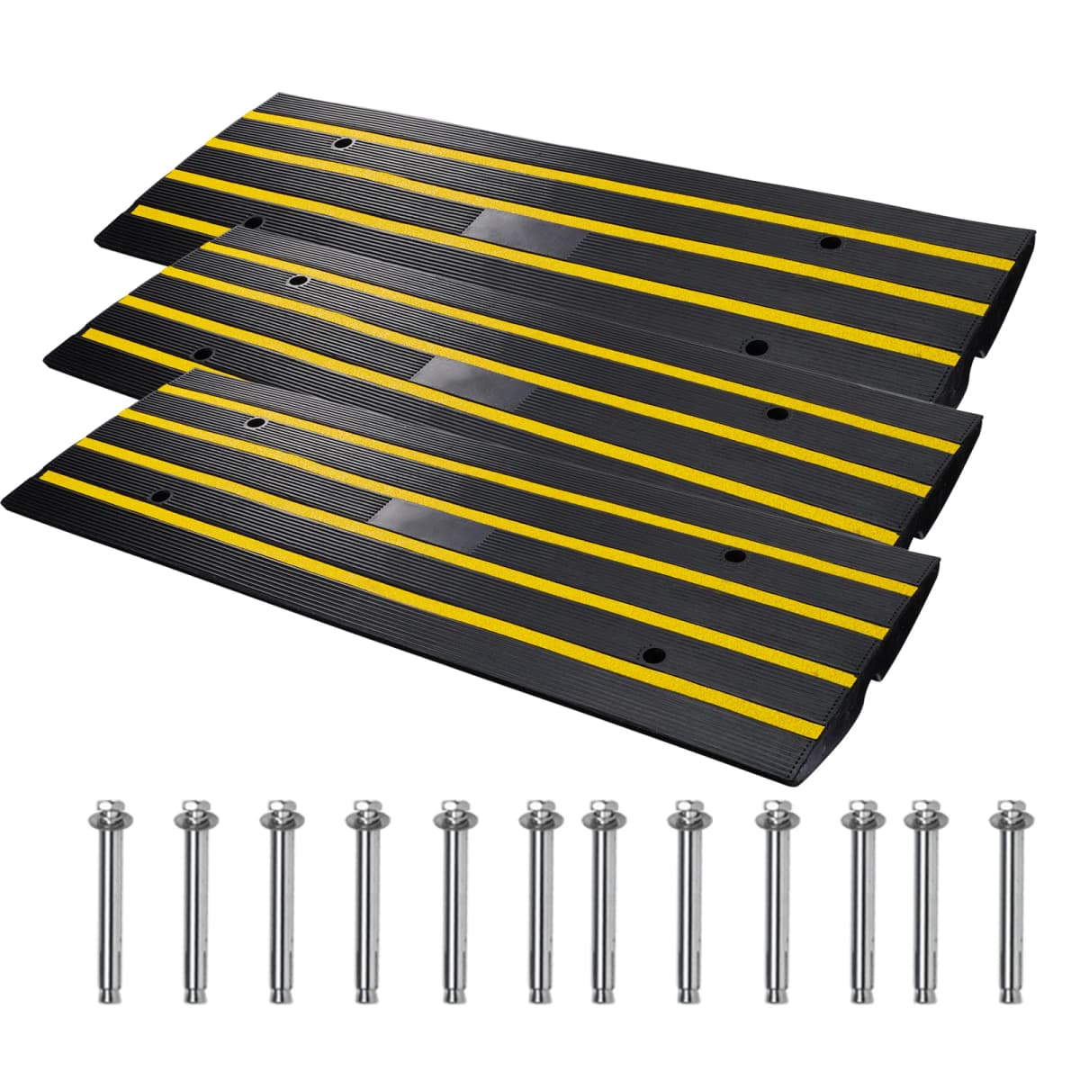 SucceBuy 1/2/3 Packs Cable Protector Ramp Curb Rubber Driveway Threshold Bridge Expandable Ramp for Loading Dock Garage Sidewalk