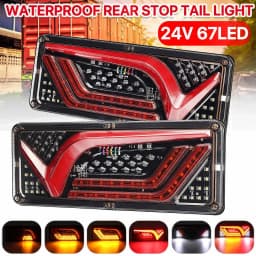 Pair 24V LED Car Truck Tail Light Rear Lights Turn Signal Brake Reverse Signal Lamp Trailer Lorry Bus Camper Caravan RV Tractor