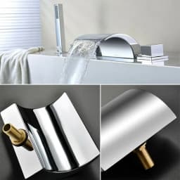 5 Hole Bathroom Bathtub Faucet Chrome Tub Sink Tap w/Hand Shower
