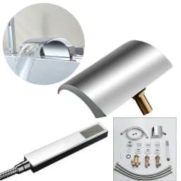 5 Hole Bathroom Bathtub Faucet Chrome Tub Sink Tap w/Hand Shower