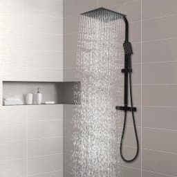 Black Thermostatic Shower Set, Adjustable and Retractable, Ensure a Soothing and Relaxing Showering Experience