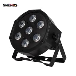 SHEHDS 1pcs LED RGBWA+UV 6IN1 7x18W Par Lighting Mobile Plug for DJ Club Atmosphere Audience Wedding Dance