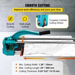 SucceBuy 24 Inch Manual Tile Cutter Double Rails, Professional Tile Cutter with Alloy Cutting Wheel for Porcelain Ceramic Tiles