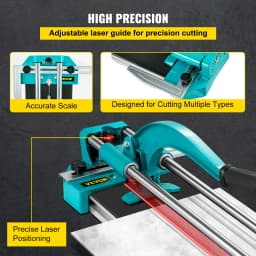 SucceBuy 24 Inch Manual Tile Cutter Double Rails, Professional Tile Cutter with Alloy Cutting Wheel for Porcelain Ceramic Tiles