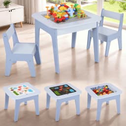 Kids Table and Chair Set,2 in 1 Toddler Desk Building Block Tabletop ,Wooden Activity Table ,Bookshelf,Suitable for Classroom,Ho