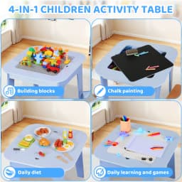 Kids Table and Chair Set,2 in 1 Toddler Desk Building Block Tabletop ,Wooden Activity Table ,Bookshelf,Suitable for Classroom,Ho
