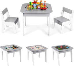 Kids Table and Chair Set,2 in 1 Toddler Desk Building Block Tabletop ,Wooden Activity Table ,Bookshelf,Suitable for Classroom,Ho