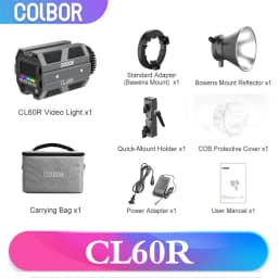 COLBOR CL60R 60W 2700~6500K RGBWW Full-color Video Light with Bowens Mount APP Control for Live-Streaming Photography Fill Lamp