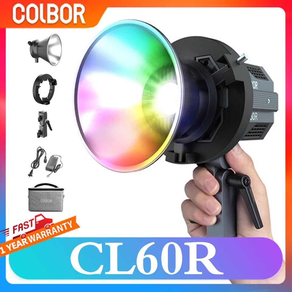 COLBOR CL60R 60W 2700~6500K RGBWW Full-color Video Light with Bowens Mount APP Control for Live-Streaming Photography Fill Lamp
