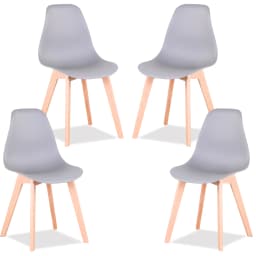 EGOONM Set of 4 Nordic Medieval Dining Chairs with Solid Wood Legs For Living Room Dining Room Bedroom Study (White/Black/Gray)