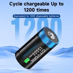 CITYORK 1.5V 15000mWh D Size Rechargeable Battery R20 Li-ion TYPE-C Battery For Gas Cooker Electronic Piano Water Heater Radio