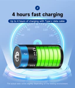 CITYORK 1.5V 15000mWh D Size Rechargeable Battery R20 Li-ion TYPE-C Battery For Gas Cooker Electronic Piano Water Heater Radio