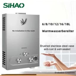 SIHAO LPG Water Heater 6L 8L 10L 12L 16L 18L, On-Demand Instant Hot Water System for Propane & Butane, Home Use