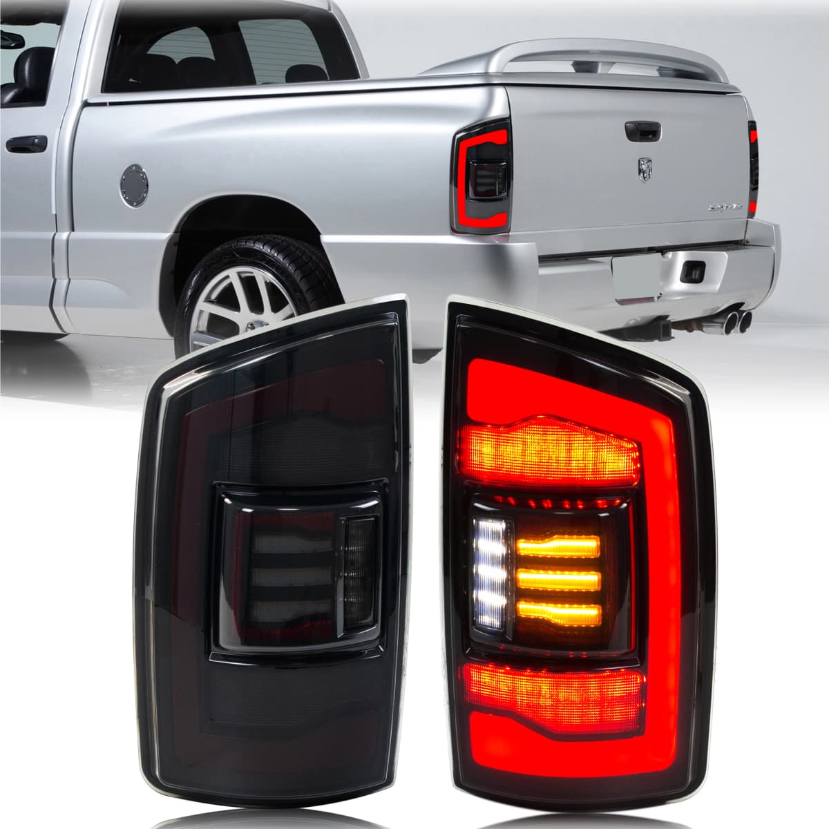 LED Tail Lights for Dodge Ram 1500 2500 3500 2002-2005 3rd Gen Sequential Signal Rear Lamps Assembly (Not Fit Ram 2006-2008)