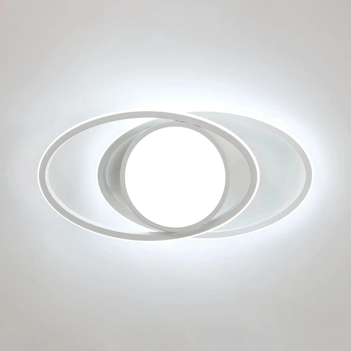 LED Ceiling Light, White Double Round LED Ceiling Lamp, Cold White Light 6500K for Bedroom Kitchen Livingroom Dinningroom