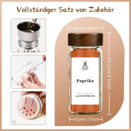 SAEIV 12/24/35 Pcs Spice Jars with Acacia Wood Lids, 120ml Transparent Glass Containers with Spice Labels, Kitchen Spice Bottles