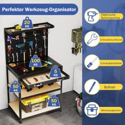 Workbench 81 x 41 cm, 225 kg Load Capacity Work Table ,Work Table Tool Bench for Garage, Workshop (81 x 41 x 156 cm, Black)