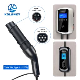 Kolanky EV Adapter IEC 62196 Type 2 to Type 1 J1772 32A EVSE Charger Connector Electric Vehicle Cars Charging Converters