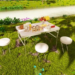 90x60cm Folding Camping Table, Adjustable 2-Height 37/67cm Portable Picnic Table for Outdoor/Garden/Indoor – Lightweight Aluminium, 50kg Capacity