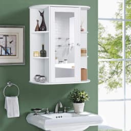 Bathroom Cabinet with Mirror, Mirror Cabinet with Shelves, Bathroom Cabinet for Bathroom, 60 x 16.5 x 70 cm (White)