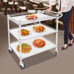 Serving Trolley with Wheels 3 Shelves Tea Trolle for Hotel Restaurant Kitchen