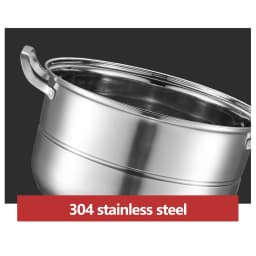 Large Capacity 304 Stainless Steel Steamer Pot with 3 Steamed Compartments and Lid, Durable, Rust-Resistant, Perfect for