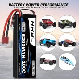 HRB 2S RC Lipo 7.4V 5200mah 6200mah 6500mah RC Car Lipo Battery Hard case 100C With Deans T Plug for RC Car Truck Monster