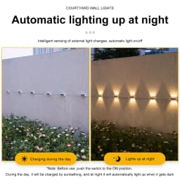 Solar Wall Lights Outdoor Lighting Warm Light Wall Washing IP44 Waterproof for Outside Fence Walkway Porch Deck