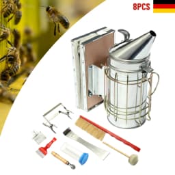 7 Pcs Beekeeping Tools and Accessories, Stainless Steel Beekeeping Tools Kit, with Manual Smoker Beehive& J-Hook Bee Brush