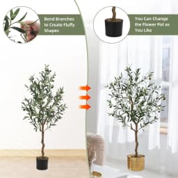 2pcs Artificial Olive Tree 120/150cm Tall Faux Silk Olive Trees Fake Potted Tree for Indoor Home Office Living Room Decor