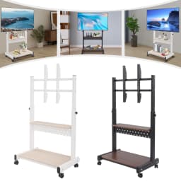 Mobile TV Stand for 43-86'' TVs Tilt TV Cart Holds up to 220.46lb Portable Adjustable Stand with Storage Shelf Rolling Floor