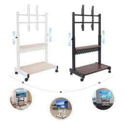 Mobile TV Stand for 43-86'' TVs Tilt TV Cart Holds up to 220.46lb Portable Adjustable Stand with Storage Shelf Rolling Floor