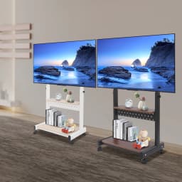 Mobile TV Stand for 43-86'' TVs Tilt TV Cart Holds up to 220.46lb Portable Adjustable Stand with Storage Shelf Rolling Floor