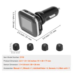 SucceBuy RV Tire Pressure Monitoring System, Universal Wireless Car Alarm System, Waterproof TPMS Sensors Set with 5 Alarm Modes
