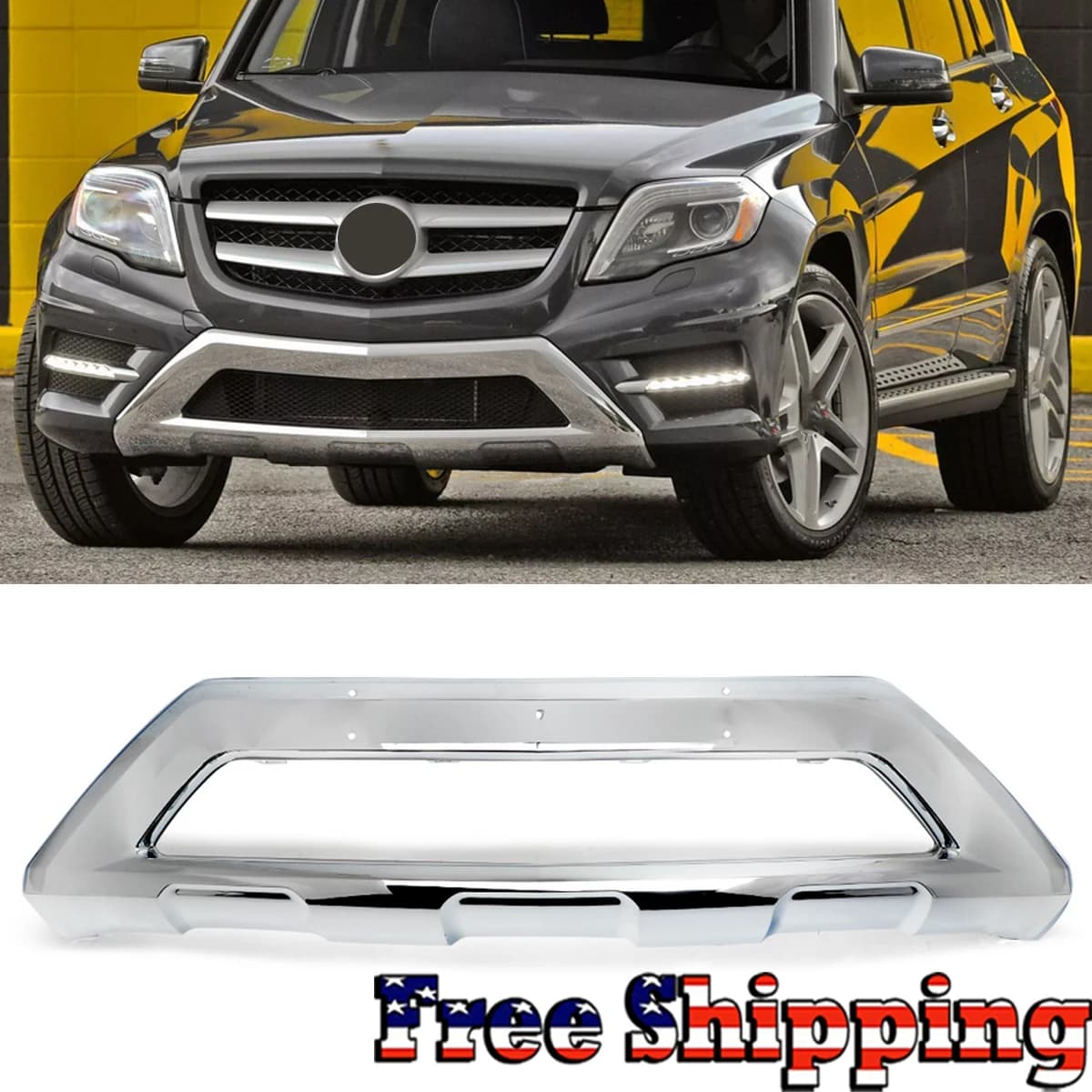 2048852022 For Mercedes Benz GLK‑Class X204 GLK300 GLK350 GLK250 2013 2014 2015 Chrome Front Bumper Cover Moulding Trim