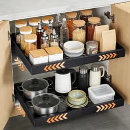 Non-Perforated Retractable Storage Rack Adjustable Pull-Out Shelves Sink Storage Drawer Rack Sliding Out Cabinets Organizer