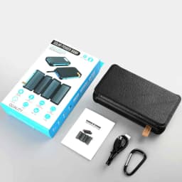 Waterproof Solar Power Bank with Folding Solar Panels, 5V 2A USB Output, Portable Outdoor Camping Sun Power for Phones, Real Cap