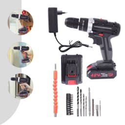 Electric Rotary Hammer Drill Brushed Motor 48VF Battery Powered 25-28Nm with 2 Batteries And 1 Charger for Drilling Work