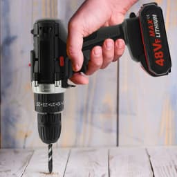 Electric Rotary Hammer Drill Brushed Motor 48VF Battery Powered 25-28Nm with 2 Batteries And 1 Charger for Drilling Work