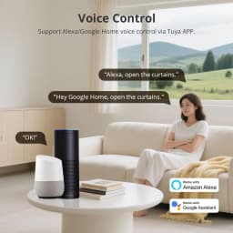 Zemismart WiFi Electric Curtain Motor with Custom Tracks Work with Smart Life App Alexa Google Home Siri Voice Control