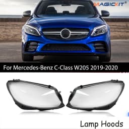 MAGICKIT Left & Right Side Headlight Cover Lens Cover For Mercedes-Benz C-Class W205 2019-2020 Car Accessories Polycarbonate