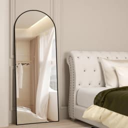 CASSILANDO Arched Full Length Mirror 162*53cm, Floor Standing Mirror, Unique Vertical Mirror, Gold Metal Frame Mirror