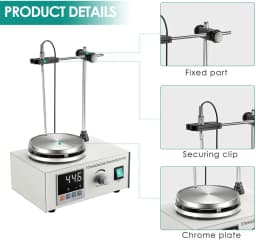 200W magnetic stirrer with digital temperature display and speed adjustment, 1000ml magnetic stirrer with heating plate