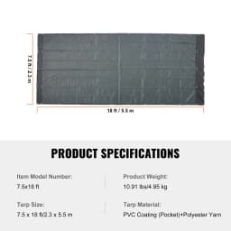 SucceBuy 18oz Dump Truck Mesh Tarp PVC Coated Heavy Duty Cover with Reinforced Webbing for Manual or Electric Dump Truck Syste