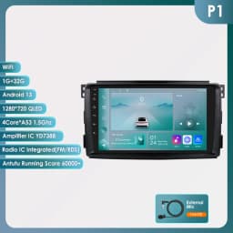 Hizpo 2Din 9inch Android13 Car Radio for Smart Fortwo 451 2005 - 2010 UI7862 Multimedia GPS Navi DSP RDS 4G BT CarPlay SWC